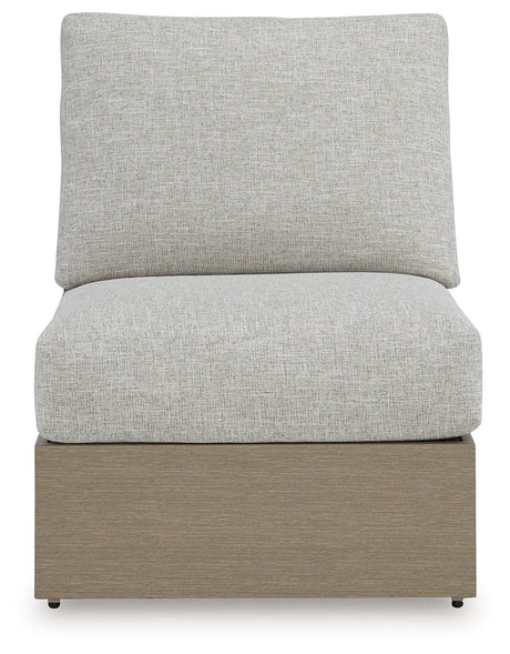 Kimpton Isle Brown/Beige Outdoor Armless Chair with Cushion by Ashley at Eve Furniture