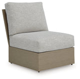 Kimpton Isle Brown/Beige Outdoor Armless Chair with Cushion by ASHLEY FURNITURE at Eve Furniture