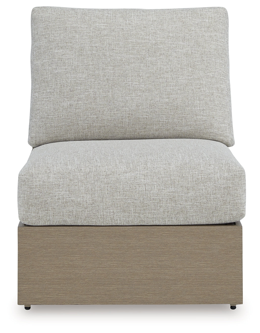 Kimpton Isle Brown/Beige Outdoor Armless Chair with Cushion by ASHLEY FURNITURE at Eve Furniture