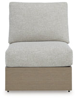 Kimpton Isle Brown/Beige Outdoor Armless Chair with Cushion by ASHLEY FURNITURE at Eve Furniture