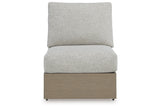 Kimpton Isle Brown/Beige Outdoor Armless Chair with Cushion by ASHLEY FURNITURE at Eve Furniture