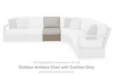 Kimpton Isle Brown/Beige Outdoor Armless Chair with Cushion by ASHLEY FURNITURE at Eve Furniture