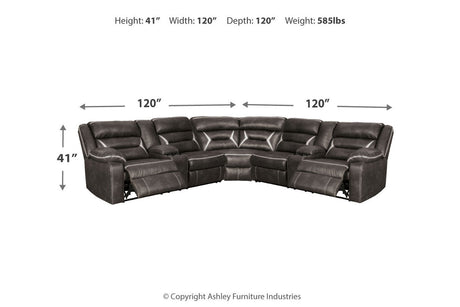 Kincord Midnight 3-Piece Power Reclining Sectional by Ashley at Eve Furniture