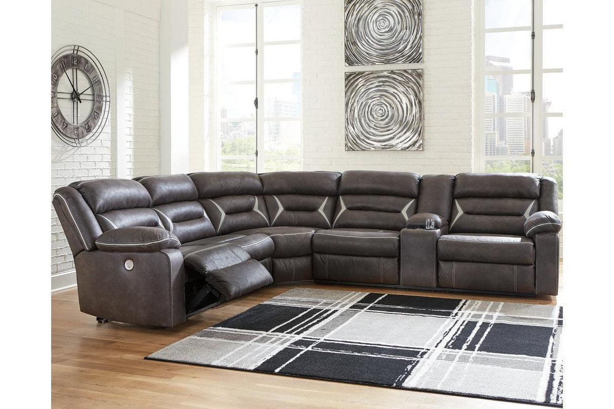 Kincord Midnight 4-Piece Power Reclining LAF Sectional by Ashley at Eve Furniture