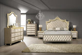 Kingdom Cream Velvet Panel Bedroom Set by Happy Homes at Eve Furniture