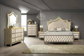 Kingdom Cream Velvet Panel Bedroom Set (Copy) by Happy Homes at Eve Furniture