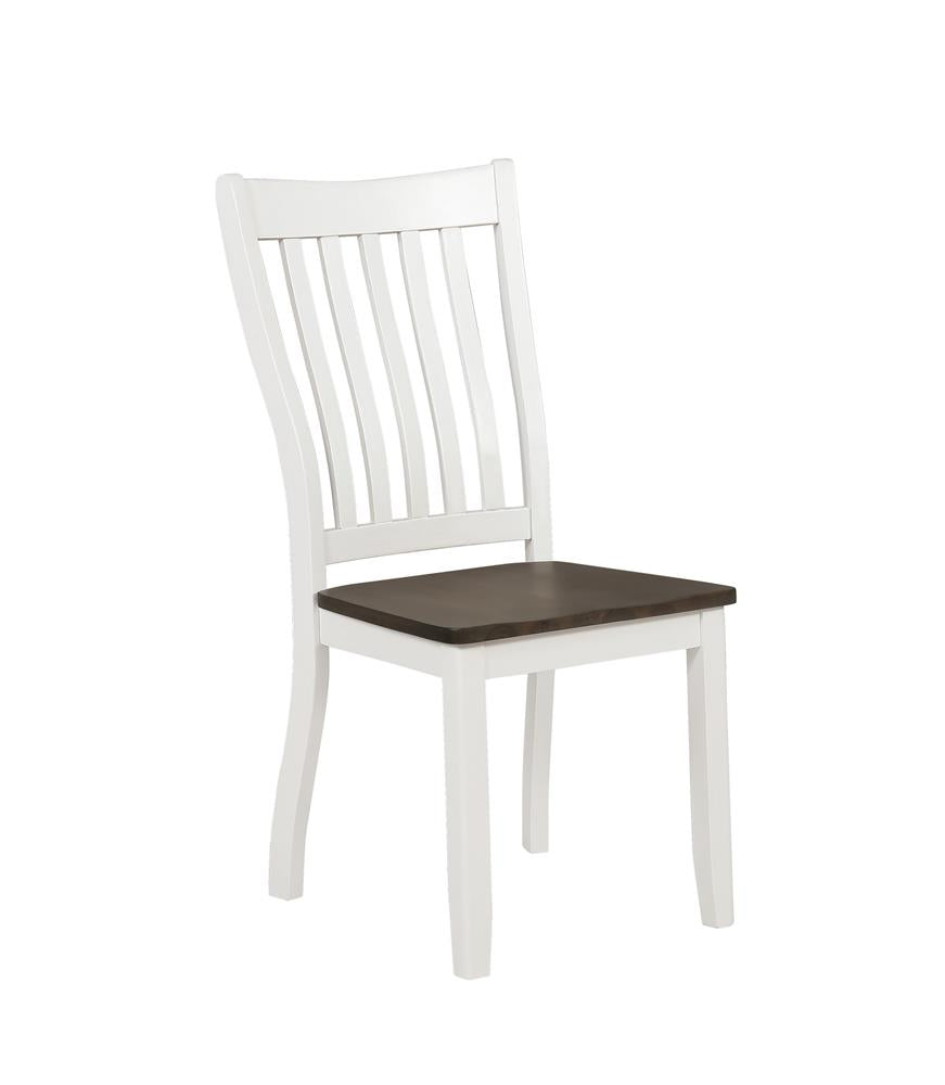 Kingman Espresso/White Slat Back Dining Chairs, Set of 2