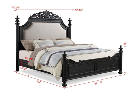 Kingsbury Espresso King Upholstered Panel Bed by Crown Mark at Eve Furniture