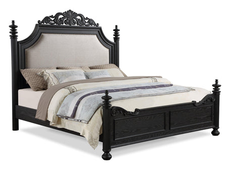 Kingsbury Espresso King Upholstered Panel Bed by Crown Mark at Eve Furniture