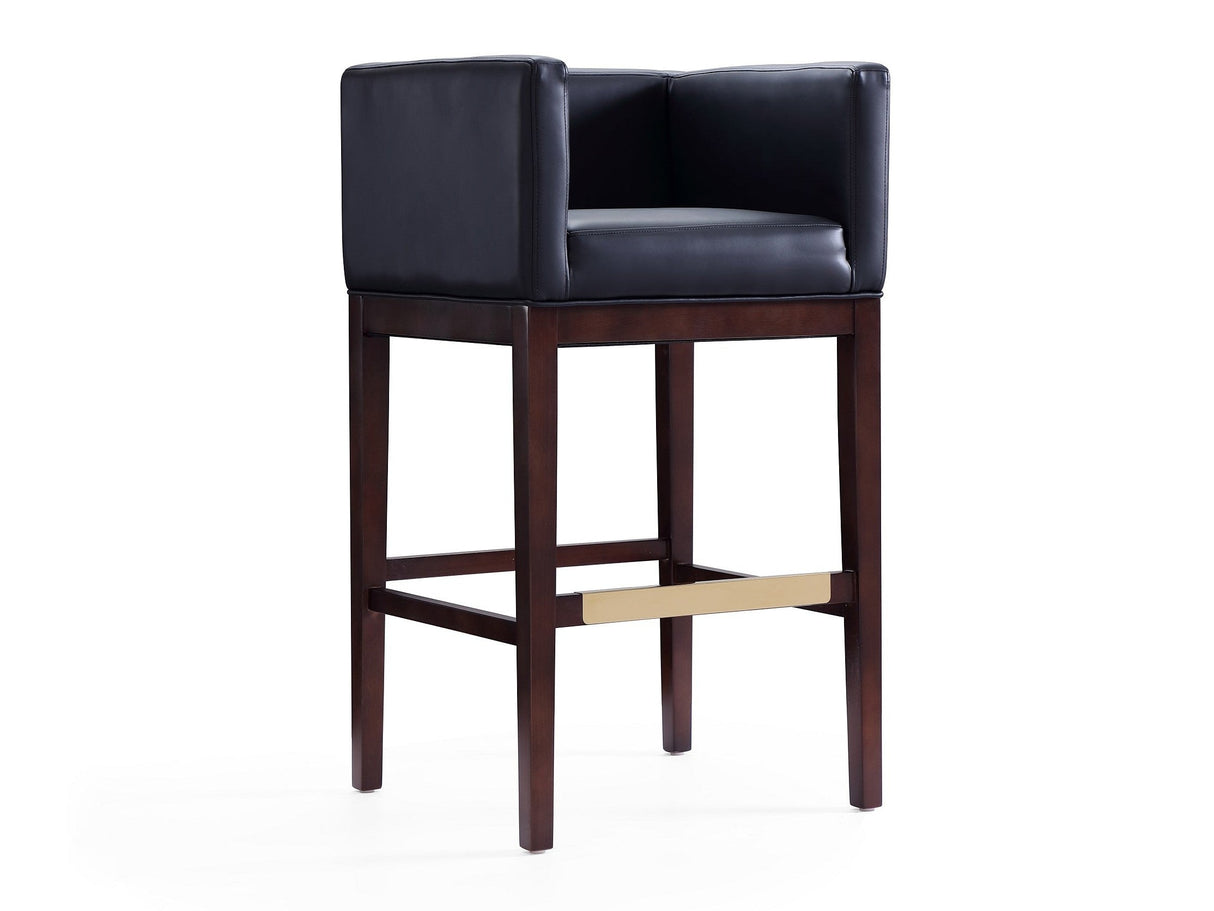 Kingsley Barstool in Black and Dark Walnut by Manhattan Comfort at Eve Furniture