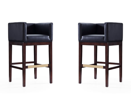 Kingsley Barstool in Black and Dark Walnut (set of 2) by Manhattan Comfort at Eve Furniture