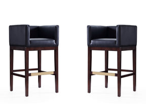 Kingsley Barstool in Black and Dark Walnut (set of 2) by Manhattan Comfort at Eve Furniture