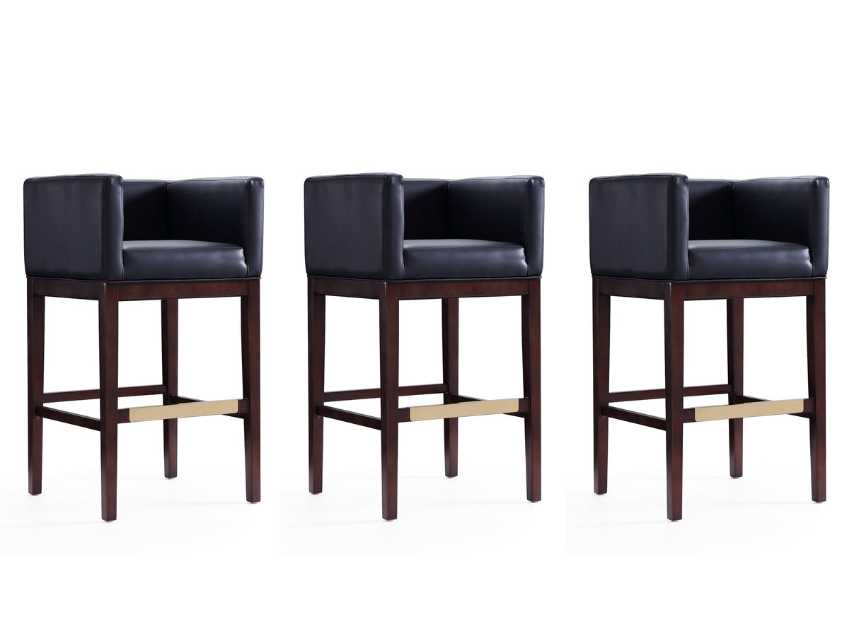 Kingsley Barstool in Black and Dark Walnut (set of 3) by Manhattan Comfort at Eve Furniture