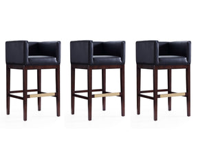 Kingsley Barstool in Black and Dark Walnut (set of 3) by Manhattan Comfort at Eve Furniture