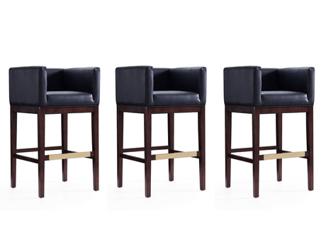 Kingsley Barstool in Black and Dark Walnut (set of 3) by Manhattan Comfort at Eve Furniture