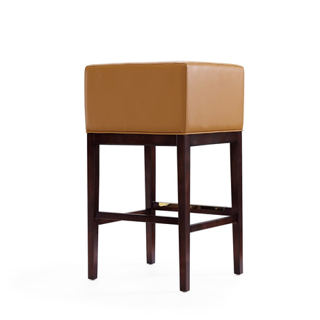 Kingsley Barstool in Camel and Dark Walnut (set of 2) by Manhattan Comfort at Eve Furniture