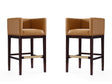 Kingsley Barstool in Camel and Dark Walnut (set of 2) by Manhattan Comfort at Eve Furniture