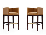 Kingsley Barstool in Camel and Dark Walnut (set of 2) by Manhattan Comfort at Eve Furniture