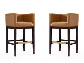 Kingsley Barstool in Camel and Dark Walnut (set of 2) by Manhattan Comfort at Eve Furniture