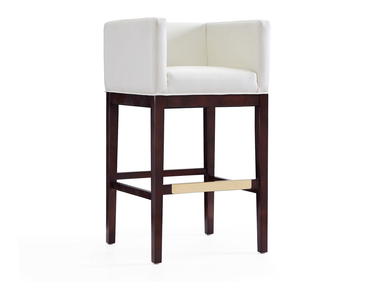 Kingsley Barstool in Ivory and Dark Walnut by Manhattan Comfort at Eve Furniture