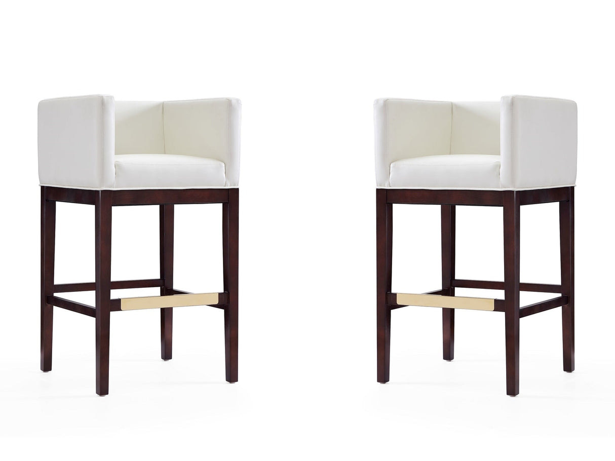 Kingsley Barstool in Ivory and Dark Walnut (set of 2) by Manhattan Comfort at Eve Furniture