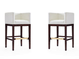 Kingsley Barstool in Ivory and Dark Walnut (set of 2) by Manhattan Comfort at Eve Furniture