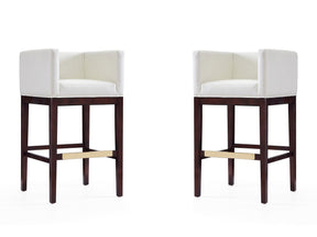 Kingsley Barstool in Ivory and Dark Walnut (set of 2) by Manhattan Comfort at Eve Furniture