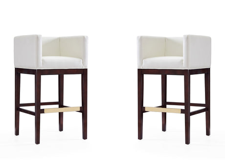 Kingsley Barstool in Ivory and Dark Walnut (set of 2) by Manhattan Comfort at Eve Furniture