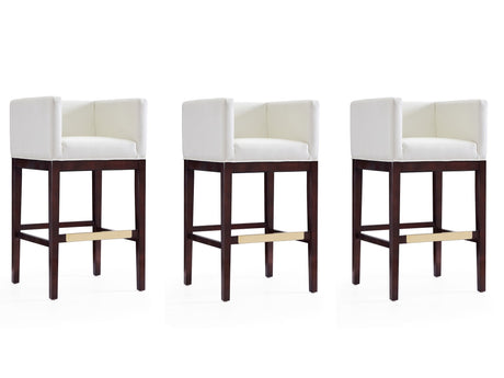 Kingsley Barstool in Ivory and Dark Walnut (set of 3) by Manhattan Comfort at Eve Furniture