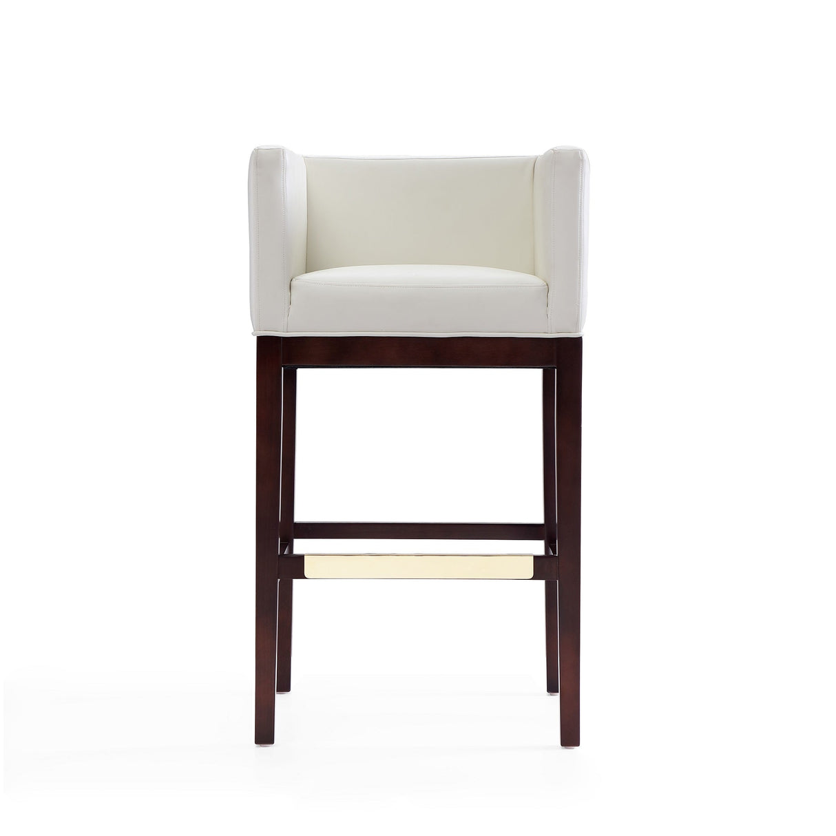 Kingsley Barstool in Ivory and Dark Walnut (set of 3) by Manhattan Comfort at Eve Furniture