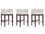 Kingsley Barstool in Ivory and Dark Walnut (set of 3) by Manhattan Comfort at Eve Furniture