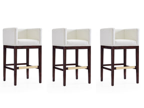 Kingsley Barstool in Ivory and Dark Walnut (set of 3) by Manhattan Comfort at Eve Furniture