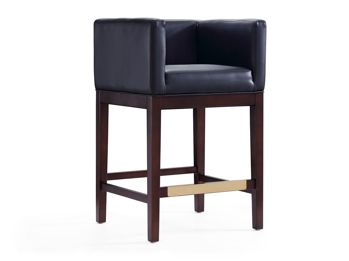Kingsley Counter Stool in Black and Dark Walnut by Manhattan Comfort at Eve Furniture