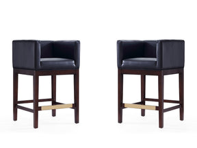 Kingsley Counter Stool in Black and Dark Walnut (set of 2) by Manhattan Comfort at Eve Furniture