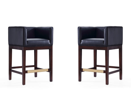 Kingsley Counter Stool in Black and Dark Walnut (set of 2) by Manhattan Comfort at Eve Furniture