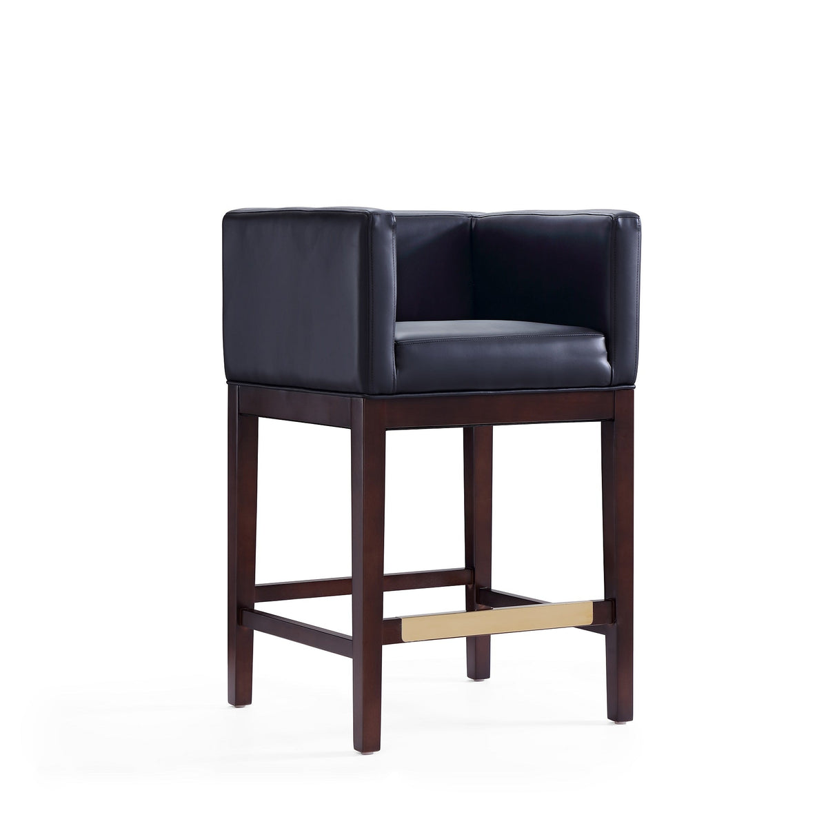 Kingsley Counter Stool in Black and Dark Walnut (set of 3) by Manhattan Comfort at Eve Furniture