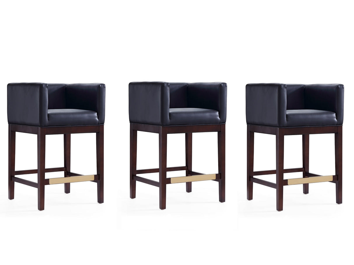 Kingsley Counter Stool in Black and Dark Walnut (set of 3) by Manhattan Comfort at Eve Furniture
