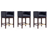 Kingsley Counter Stool in Black and Dark Walnut (set of 3) by Manhattan Comfort at Eve Furniture