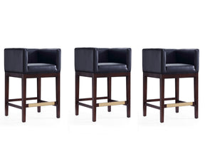 Kingsley Counter Stool in Black and Dark Walnut (set of 3) by Manhattan Comfort at Eve Furniture