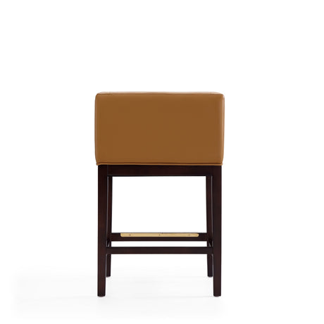 Kingsley Counter Stool in Camel and Dark Walnut by Manhattan Comfort at Eve Furniture