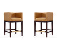 Kingsley Counter Stool in Camel and Dark Walnut (set of 2) by Manhattan Comfort at Eve Furniture