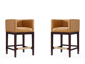 Kingsley Counter Stool in Camel and Dark Walnut (set of 2) by Manhattan Comfort at Eve Furniture