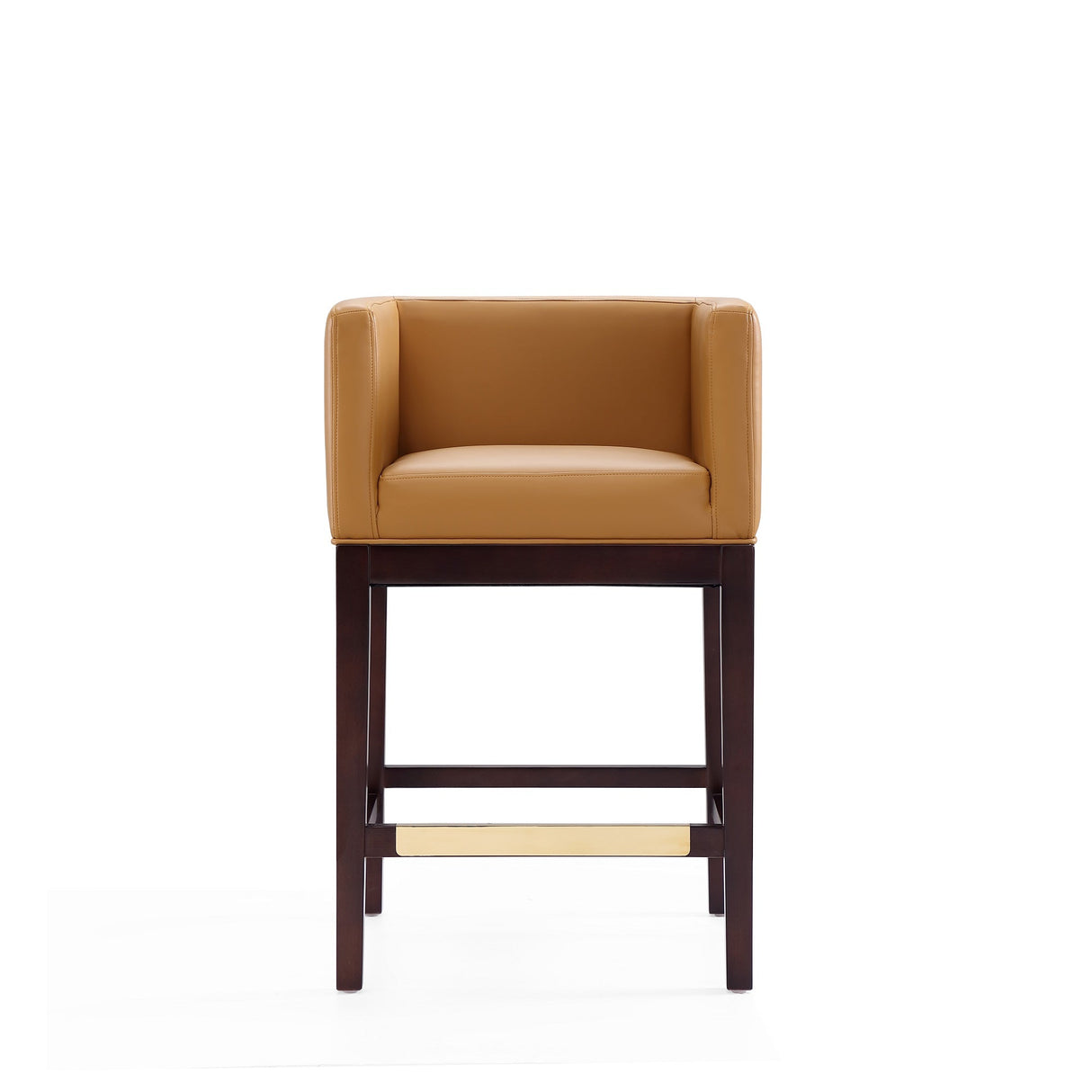 Kingsley Counter Stool in Camel and Dark Walnut (set of 3) by Manhattan Comfort at Eve Furniture