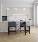 Kingsley Counter Stool in Grey and Dark Walnut by Manhattan Comfort at Eve Furniture