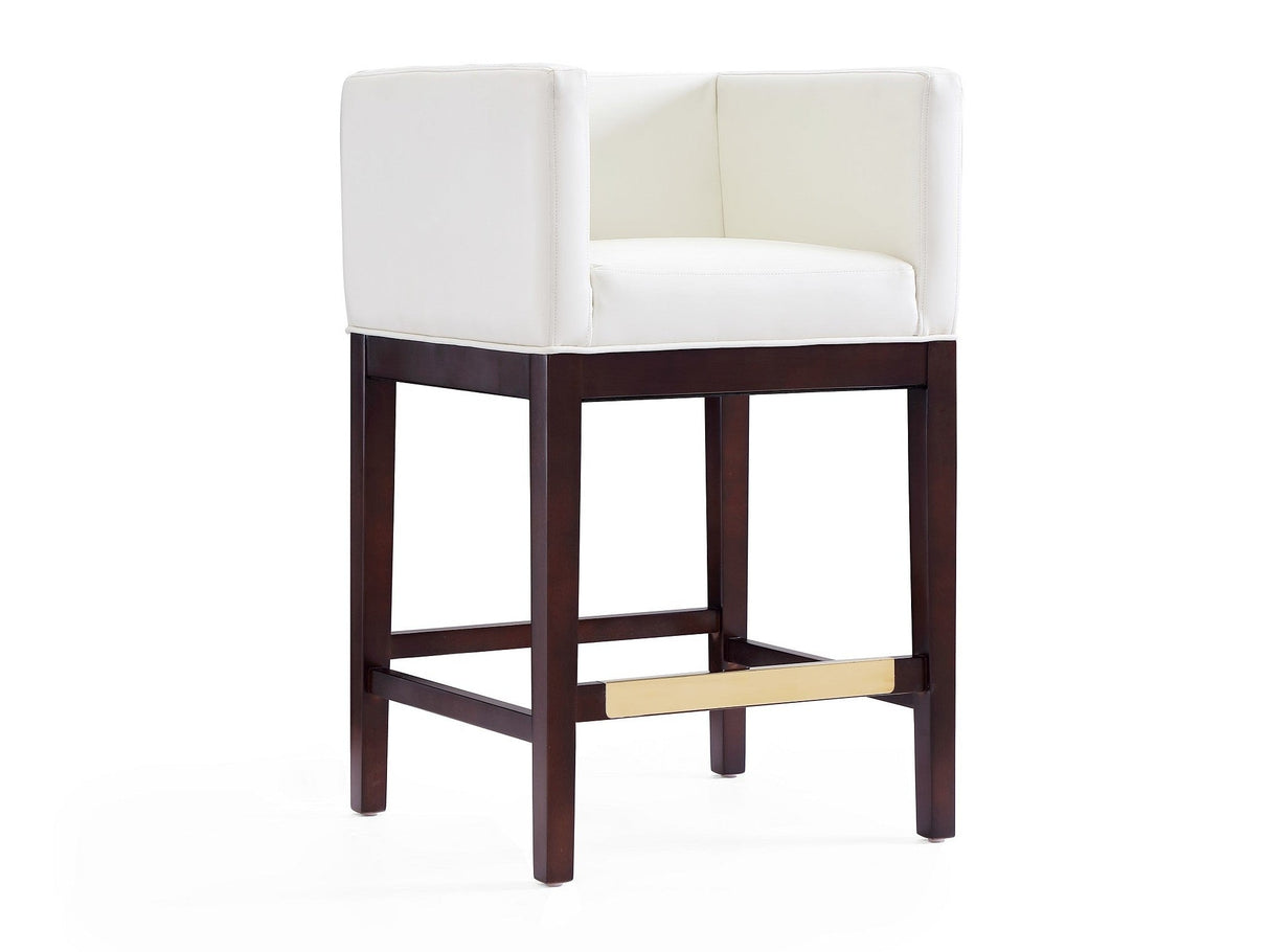 Kingsley Counter Stool in Ivory and Dark Walnut by Manhattan Comfort at Eve Furniture