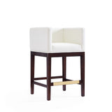 Kingsley Counter Stool in Ivory and Dark Walnut (set of 2) by Manhattan Comfort at Eve Furniture