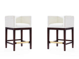Kingsley Counter Stool in Ivory and Dark Walnut (set of 2) by Manhattan Comfort at Eve Furniture