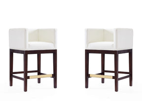 Kingsley Counter Stool in Ivory and Dark Walnut (set of 2) by Manhattan Comfort at Eve Furniture