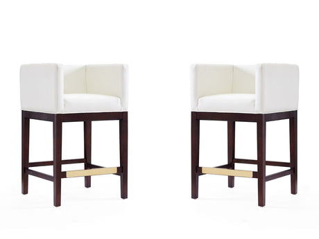 Kingsley Counter Stool in Ivory and Dark Walnut (set of 2) by Manhattan Comfort at Eve Furniture