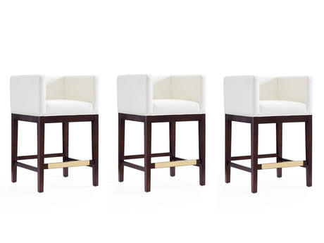 Kingsley Counter Stool in Ivory and Dark Walnut (set of 3) by Manhattan Comfort at Eve Furniture